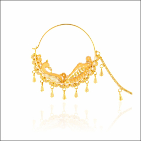 Regal Charm Peacock Design Gold Nath