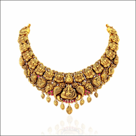 Sparkling Temple Design Gold Necklace