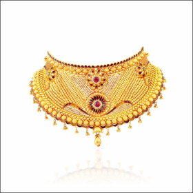 Regal Elegance Meena Design Gold Choker Necklace