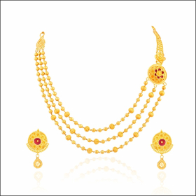 Graceful Opulence Matarmala Design Gold Necklace Set 