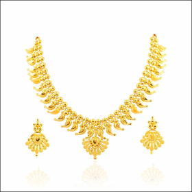 Enigmatic Trichur Design Gold Necklace Set