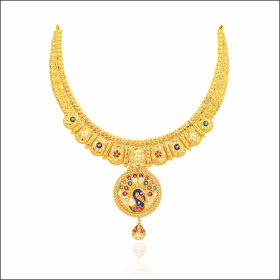 Traditional Bliss Meena Design Gold Necklace