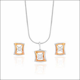 Chic Elegance Platinum Pendant Set