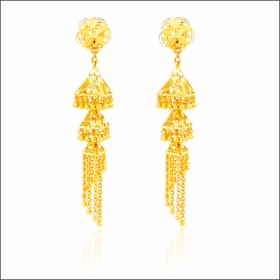 Classic Pomp Gold Jhumka Earrings