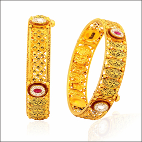 Classical Meena Design Gold Bangles