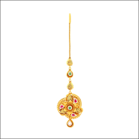 Entrancing Meena Design Gold Maang Tikka