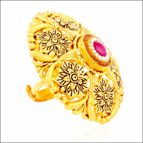 Classic Allure Meena Design Gold Cocktail Ring