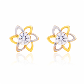 Enchanting Floral Solitaire Gold Stud Earrings